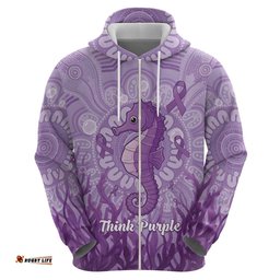 RugbyLife Shop Australia Epilepsy Awareness Hoodie Seahorse Think Purple Ribbon Aboriginal LT14