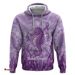 RugbyLife Shop Australia Epilepsy Awareness Hoodie Seahorse Think Purple Ribbon Aboriginal LT14