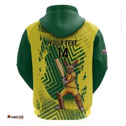 RugbyLife Shop Custom Australia Cricket Hoodie Aussie Baggy Greens - Kangaroo Mascot Style LT14