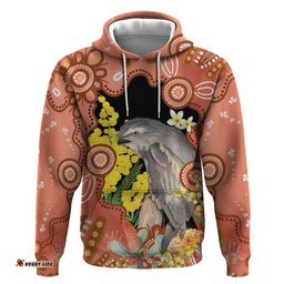 RugbyLife Shop Australia Tawny Frogmouth Hoodie Golden Wattle Banksia Aboriginal Art LT14