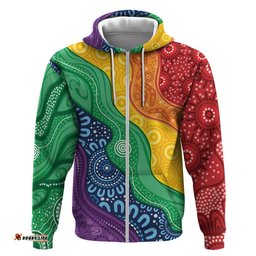 RugbyLife Shop Australia First Nation LGBTQ+ Hoodie Aboriginal Rainbow Flag LT7
