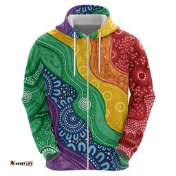 RugbyLife Shop Australia First Nation LGBTQ+ Hoodie Aboriginal Rainbow Flag LT7