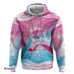 RugbyLife Shop Australia Hereditary Cancer Awareness Hoodie Never Give Up LT05
