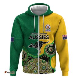 RugbyLife Shop Custom Australia Cricket Spirit 2026 Hoodie World T20 Edition - Aussie Color Aboriginal Motif LT9