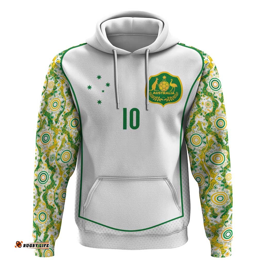 RugbyLife Shop Custom Australia Football Hoodie Aboriginal Pattern Sporty Style-White Color LT03