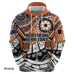 RugbyLife Shop Australian Northern Territory Hoodie Aboriginal with Sturt's Desert Rose LT9