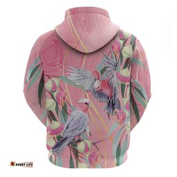 RugbyLife Shop Australia Breast Cancer Awareness Hoodie Pink Galah with Eucalyptus Flowers LT7