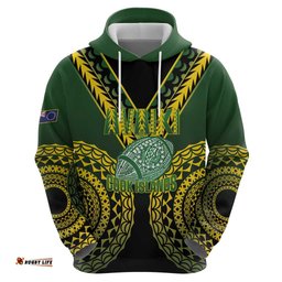 RugbyLife Shop Custom Avaiki Cook Islands Rugby Hoodie Kuki Airani Tatau Black LT14