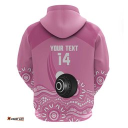 RugbyLife Shop Custom Bowls Australia Breast Cancer Hoodie Pink Ribbon Kangaroo Aboriginal Art LT14