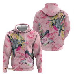 RugbyLife Shop Birds and Floral Aussie Pink Robins Hoodie Rosy Glow LT7
