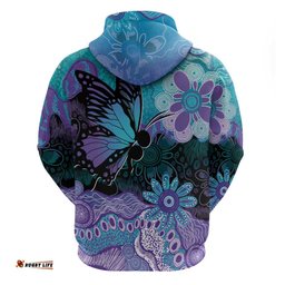 RugbyLife Shop Australia Indigenous Teal Purple Contemporary Aboriginal Art Hoodie Hope Is Real LT7