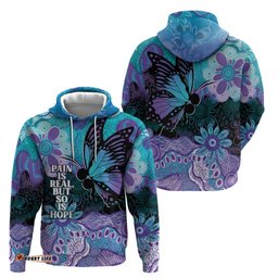 RugbyLife Shop Australia Indigenous Teal Purple Contemporary Aboriginal Art Hoodie Hope Is Real LT7