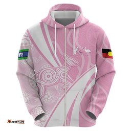 RugbyLife Shop Australia Bowls Personalised Indigenous Pink Round Hoodie LT7