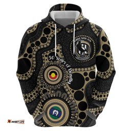 RugbyLife Shop Collingwood NAIDOC Week 2026 Personalised Hoodie 50 Years of Deadly Aboriginal Art LT14