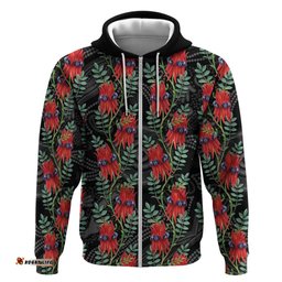 RugbyLife Shop Australia Sturt's Desert Pea Hoodie Aussie Native Flowers Indigenous Art LT14