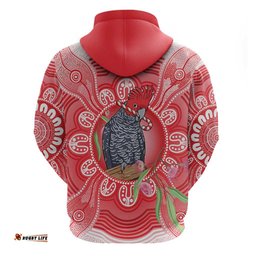 RugbyLife Shop Australia Gang-gang Cockatoo Christmas Hoodie Eucalyptus Blossoms Aboriginal Merry Xmas LT14