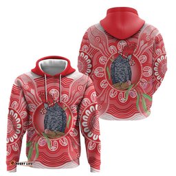 RugbyLife Shop Australia Gang-gang Cockatoo Christmas Hoodie Eucalyptus Blossoms Aboriginal Merry Xmas LT14