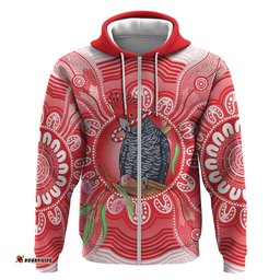 RugbyLife Shop Australia Gang-gang Cockatoo Christmas Hoodie Eucalyptus Blossoms Aboriginal Merry Xmas LT14