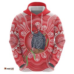 RugbyLife Shop Australia Gang-gang Cockatoo Christmas Hoodie Eucalyptus Blossoms Aboriginal Merry Xmas LT14