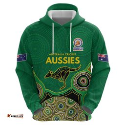 RugbyLife Shop Custom Australia Cricket Spirit 2026 Hoodie World T20 Edition - Green Aboriginal LT9