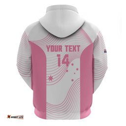 RugbyLife Shop Custom Bowls Australia Breast Cancer Hoodie Pink Ribbon Curve Sporty LT14