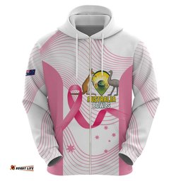 RugbyLife Shop Custom Bowls Australia Breast Cancer Hoodie Pink Ribbon Curve Sporty LT14