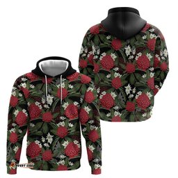 RugbyLife Shop Australia Waratah Flannel Flower Hoodie Aussie Native Flowers Seamless Stylized LT14