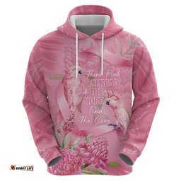 RugbyLife Shop Australia Breast Cancer Awareness Hoodie Think Pink Cockatoos Ribbon LT14