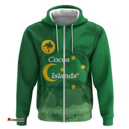 RugbyLife Shop Australia Cocos Keeling Islands Hoodie Southern Cross Palm Tree Pattern LT14