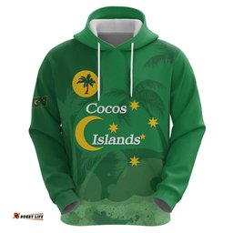 RugbyLife Shop Australia Cocos Keeling Islands Hoodie Southern Cross Palm Tree Pattern LT14