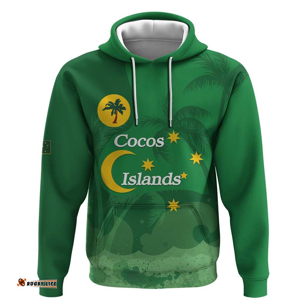 RugbyLife Shop Australia Cocos Keeling Islands Hoodie Southern Cross Palm Tree Pattern LT14