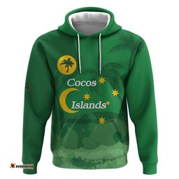 RugbyLife Shop Australia Cocos Keeling Islands Hoodie Southern Cross Palm Tree Pattern LT14