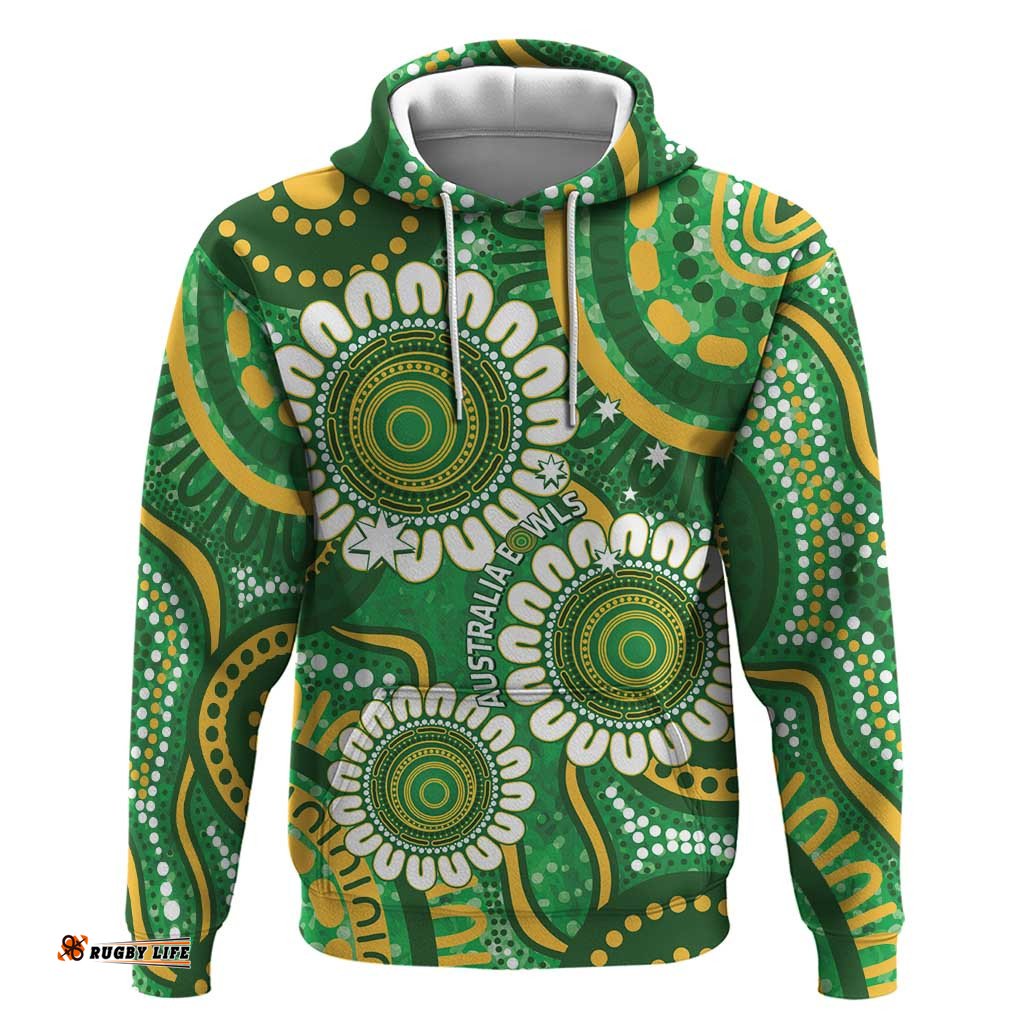 RugbyLife Shop Bowls Australia Custom Hoodie Aboriginal Art National Color LT14