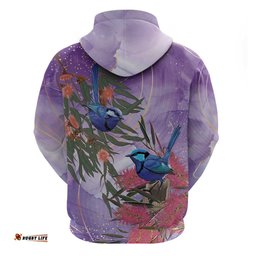 RugbyLife Shop Australia Splendid Fairy Wren on Eucalyptus Hoodie Epilepsy Awareness LT7