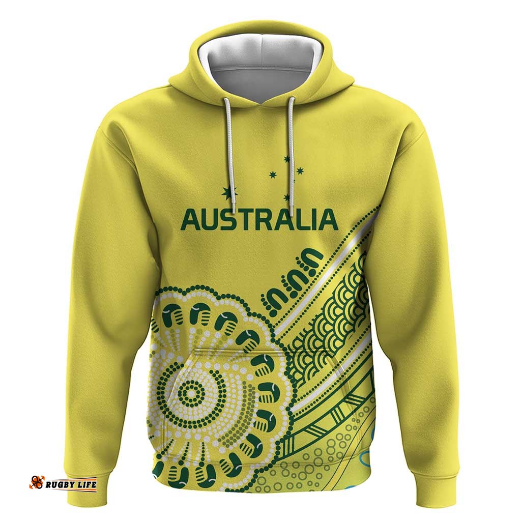 RugbyLife Shop Custom Cricket Aussie Pride Hoodie Aboriginal Dot Art Cricket LT9