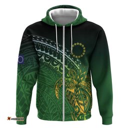 RugbyLife Shop Cook Islands Rugby Kuki Avaiki Hoodie Tribal Turtle LT7