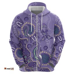 RugbyLife Shop Australia Epilepsy Awareness Hoodie Aboriginal Purple Ribbon with Seahorse LT7