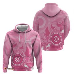 RugbyLife Shop Australia Breast Cancer Awareness Hoodie Pink Ribbon Manta Ray Aboriginal Art LT14