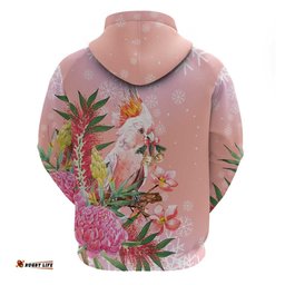 RugbyLife Shop Australia Christmas Pink Cockatoo with Banksia Hoodie Coral Pink LT7