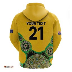RugbyLife Shop Custom Australia Cricket Spirit 2026 Hoodie World T20 Edition - Gold Aboriginal LT9