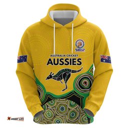 RugbyLife Shop Custom Australia Cricket Spirit 2026 Hoodie World T20 Edition - Gold Aboriginal LT9