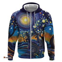RugbyLife Shop Australian Night Sky Landscape Hoodie Aboriginal Dreamtime Story LT9