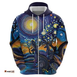 RugbyLife Shop Australian Night Sky Landscape Hoodie Aboriginal Dreamtime Story LT9