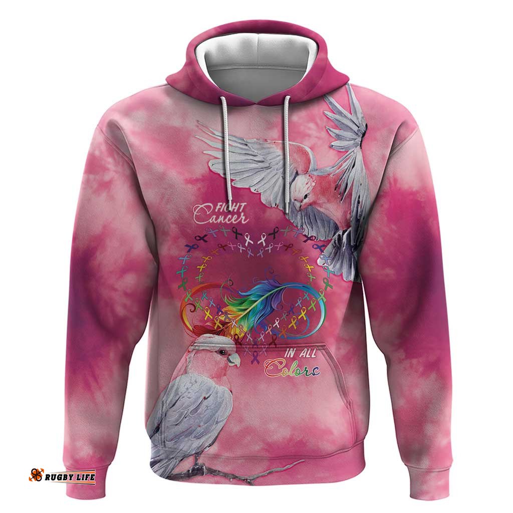 RugbyLife Shop Australia Fight Cancer In All Colors Hoodie Galah Pink Tie Dye LT7