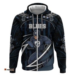 RugbyLife Shop Custom Carlton Navy Hoodie Captain With Aboriginal Art DT05