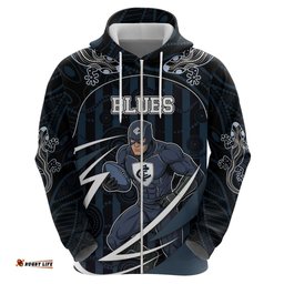 RugbyLife Shop Custom Carlton Navy Hoodie Captain With Aboriginal Art DT05