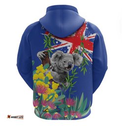 RugbyLife Shop Australia Day Koala Hoodie Aussie Aussie Aussie Oi Oi Oi Blue Color LT9