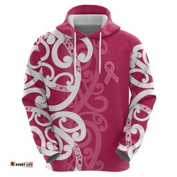 RugbyLife Shop Breast Cancer Awareness Maori Hoodie Koru Kowhaiwhai LT7