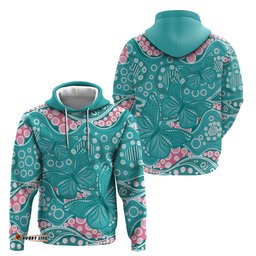 RugbyLife Shop Australia Hereditary Cancer Awareness Hoodie Aboriginal Butterflies LT7
