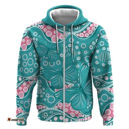 RugbyLife Shop Australia Hereditary Cancer Awareness Hoodie Aboriginal Butterflies LT7